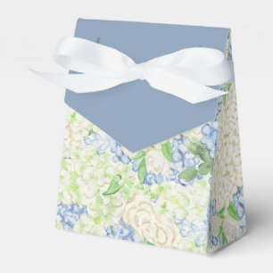 Watercolor Blue and White Hydrangea Crest Favour Box