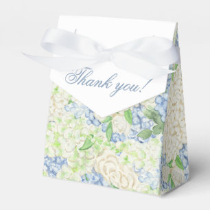 Watercolor Blue and White Hydrangea Crest Favour Box