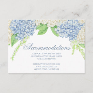 Watercolor Blue and White Hydrangea Crest Wedding Enclosure Card