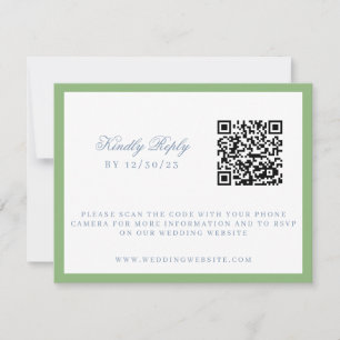 Watercolor Blue and White Hydrangea Crest Wedding RSVP Card