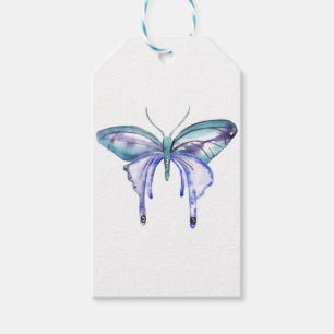 Watercolor blue Aqua Purple butterfly Gift Tags