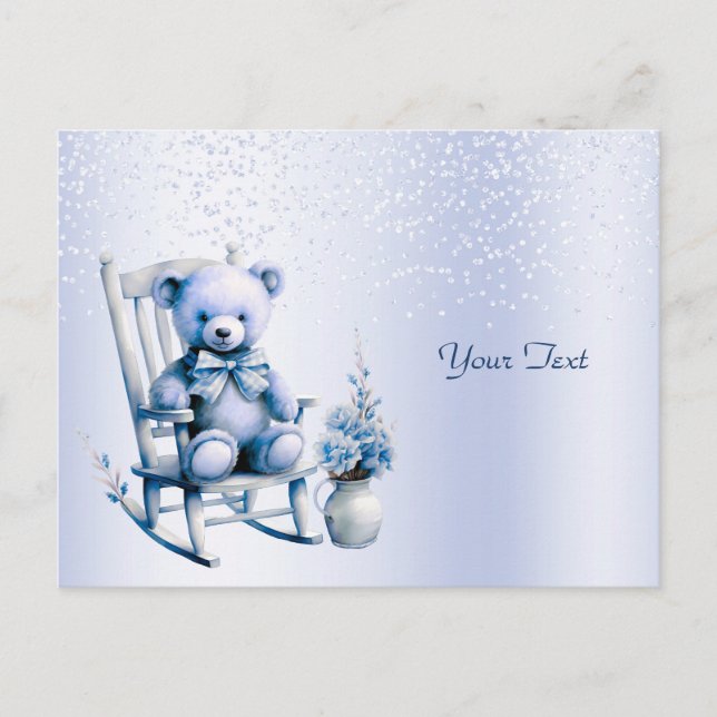 Watercolor Blue Baby Bear Postcard (Front)
