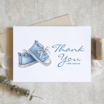 Watercolor Blue Baby Booties Baby Shower Thank You Card<br><div class="desc">Send thanks to your guests with this customisable baby shower thank you card. It features watercolor illustration of an adorable blue baby shower. Personalise this baby shower thank you card by adding your details. This blue watercolor thank you card is perfect for It's a Boy baby showers.</div>