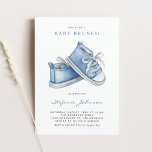 Watercolor Blue Baby Shoes It's a Boy Baby Brunch Invitation<br><div class="desc">Invite guests to your event with this customisable baby brunch invitation. It features watercolor illustration of an adorable blue baby booties. Personalise this baby shower invitation by adding your details. This blue baby brunch invitation is perfect for It's a Boy baby showers.</div>