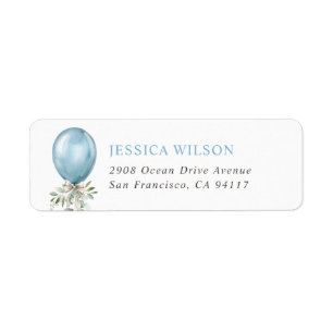 Watercolor Blue Balloon Bow Greenery