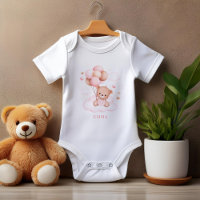 Watercolor Blue Balloon Teddy Bear Personalised