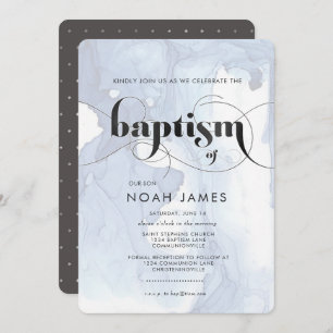 Watercolor Blue Baptism Invitation