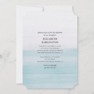 Watercolor blue baptism. Simple modern nautical Invitation