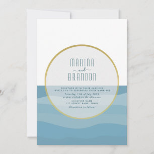 Watercolor Blue Beach Wedding Invitation