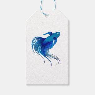 Watercolor Blue Betta Fish Gift Tags