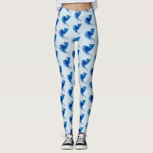 Watercolor Blue Betta Fish Leggings