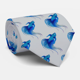 Watercolor Blue Betta Fish Tie