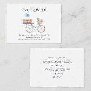 Watercolor Blue Bike Ive Moved Moving Announcement