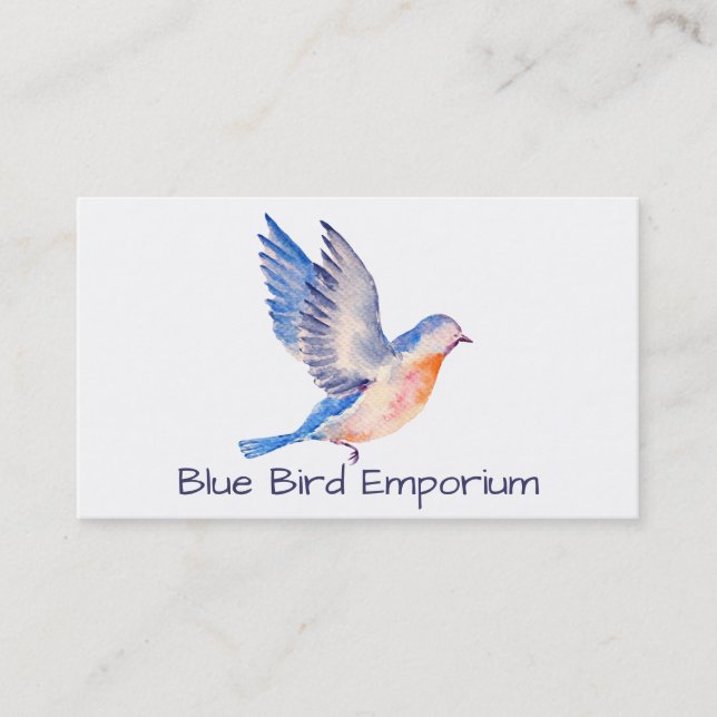 Watercolor Blue Bird Business Cards (Front)