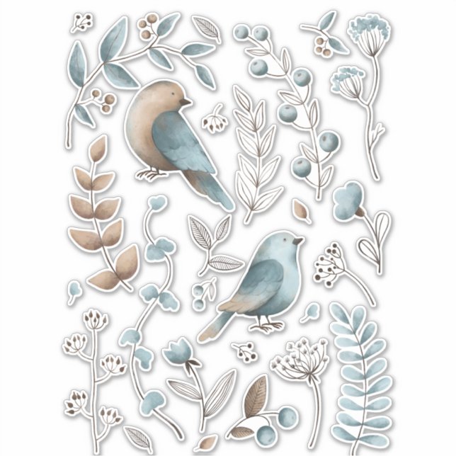 Watercolor blue bird clip art  (Front)