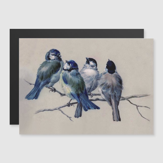 Watercolor Blue Birds Antique Famous Painting Magnetic Invitation (Front/Back)