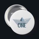 Watercolor Blue Boat First Birthday Party Button<br><div class="desc">Watercolor Blue Boat First Birthday Party Button 

© Gorjo Designs 

// Need help customising your design? Got other ideas? Feel free to contact me (Zoe) directly via the link below >> ‘Contact this Designer’</div>