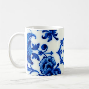 Watercolor Blue Botanical Frosted Glass Mug