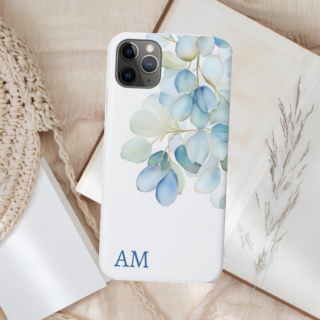 Watercolor Blue Botanical Hydrangea Monogram Case-Mate iPhone Case (Creator Uploaded)