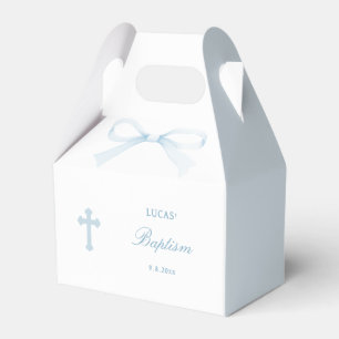 Watercolor Blue Bow Baptism Small Gable Favour Box