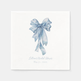 Watercolor Blue Bow Bridal Shower Napkins