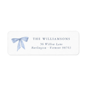 Watercolor Blue Bow Christmas Return Address
