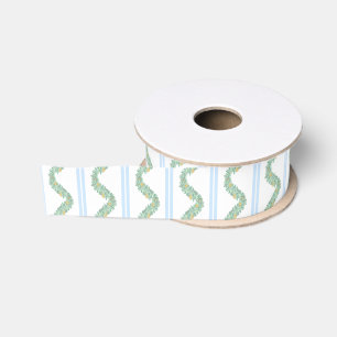 Watercolor Blue Bow Fruit Garland Christmas Grosgrain Ribbon