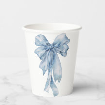 Watercolor Blue Bow Paper Cups