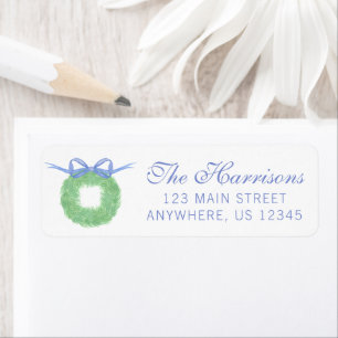 Watercolor Blue Bow Wreath