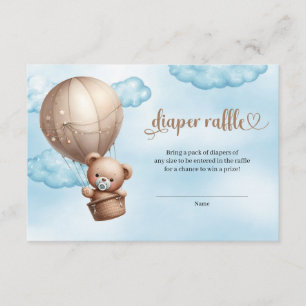 Watercolor blue brown teddy bear hot air balloon enclosure card