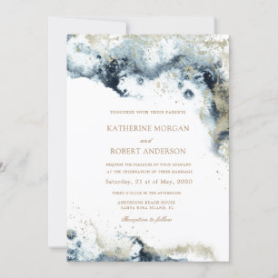 Watercolor Blue Budget Photo Wedding Invitation