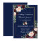 Watercolor Blue Burgundy Floral Gold Wedding