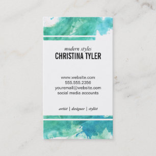 Watercolor   Blue Business Card