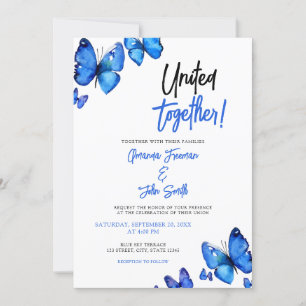 Watercolor Blue Butterflies Chic Wedding Invitation