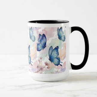 Watercolor Blue Butterflies Mug Design – Elegant