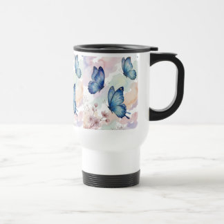 Watercolor Blue Butterflies Mug Design – Elegant