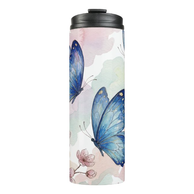 Watercolor Blue Butterflies Mug Design – Elegant (Front)