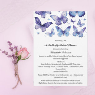 Watercolor Blue Butterfly Bridal Shower Invitation