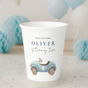 Watercolor Blue Car Birthday    Boys Party Paper Cups