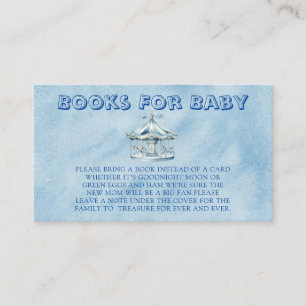Watercolor Blue Carousel Balloon Books for Baby Enclosure Card