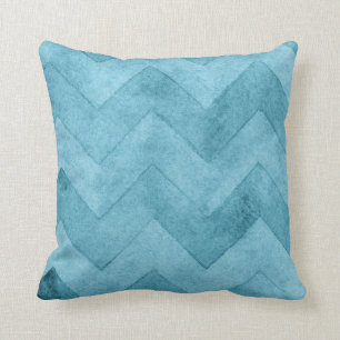 Watercolor Blue Chevron Cushion