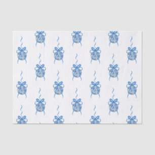 Watercolor Blue Chinoiserie Ornaments Christmas Tissue Paper
