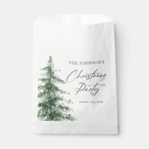 Watercolor Blue Christmas Tree Party