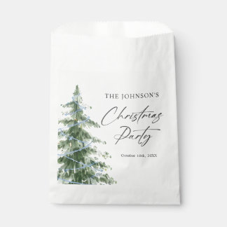 Watercolor Blue Christmas Tree Party Favour Bags