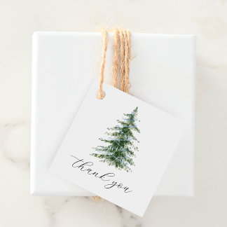 Watercolor Blue Christmas Tree Party Favour Tags