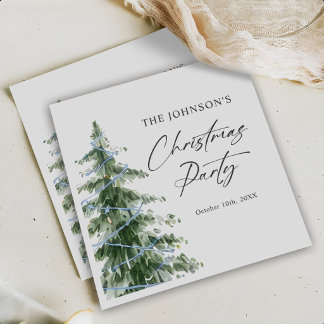 Watercolor Blue Christmas Tree Party Napkin