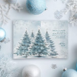 Watercolor Blue Christmas Tree Winter Wonderland Holiday Card<br><div class="desc">Celebrate the holiday season with this elegant watercolor blue Christmas tree card, designed to capture the magic of a winter wonderland. Featuring whimsical details, delicate snowflakes, and a festive blend of blue, white, and silver, this design brings timeless charm to your holiday greetings. The stylish script “Merry Christmas” adds a...</div>