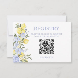 Watercolor Blue Citrus Lemon Bridal Shower Thank You Card