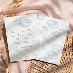 Watercolor Blue Cloud Baby Shower Baby Predictions