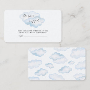 Watercolor Blue Cloud Baby Shower Diaper Raffle Enclosure Card